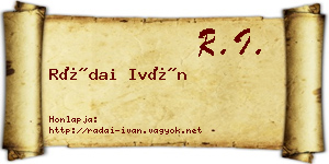 Rádai Iván névjegykártya